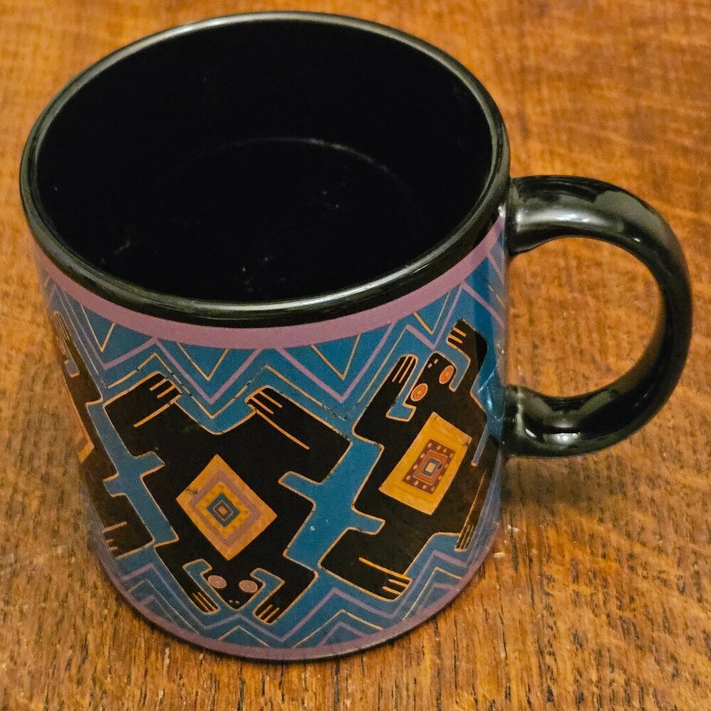 Vintage Laurel Burch Folkloric Frogs Aztec Pattern Mug Made in Japan